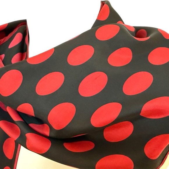 Striking Polka Dot Silk Scarf – Echo – Black & Red – 100% Silk - Picture 8 of 8